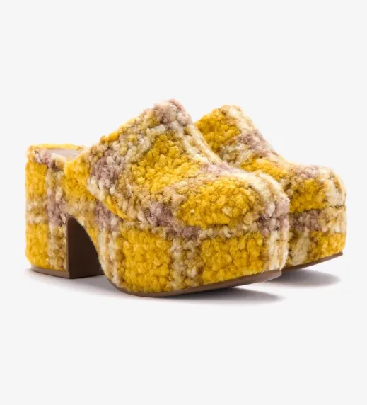 Miso Platform Clog In Dijon Plaid Shearling